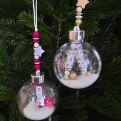 Große Weihnachtskugel mit Name personalisiert - 8cm oder 10cm - freie Farb und Motivwahl - Christbaumkugel Kunststoff