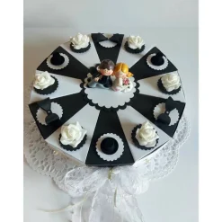 Große XXL Hochzeitstorte/Schachteltorte/Geldgeschenk, Torte zur Hochzeit in schwarz-weiß,  26cm Ø