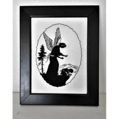 Großer Aufnäher GESTICKT Leinen Schutzengel mit Kind Stickbild