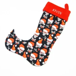 Großer Nikolausstiefel Nikolaussocke Nikolausstrumpf handgefertigt Totenkopf Nikolausmütze personalisierbar mit  Namen