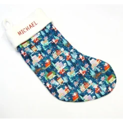 Großer Nikolausstiefel Nikolaussocke Nikolausstrumpf handgefertigt Nikolaus mit Schlitten personalisierbar mit Namen