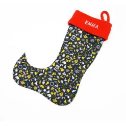 Großer Nikolausstiefel Nikolaussocke Nikolausstrumpf handgefertigt mit Weihnachtsmotiven personalisierbar mit  Namen