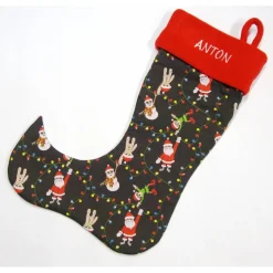 Großer Nikolausstiefel Nikolaussocke Nikolausstrumpf handgefertigt mit Nikolaus,Lichterkette,Schneemann personalisierbar