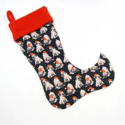 Großer Nikolausstiefel Nikolaussocke Nikolausstrumpf handgefertigt Mopsi Nikolausmütze personalisierbar mit  Namen Hund