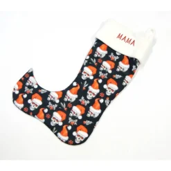 Großer Nikolausstiefel Nikolaussocke Nikolausstrumpf handgefertigt Totenkopf Nikolausmütze personalisierbar mit  Namen