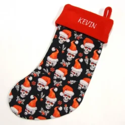 Großer Nikolausstiefel Nikolaussocke Nikolausstrumpf handgefertigt Totenkopf Nikolausmütze personalisierbar mit Namen