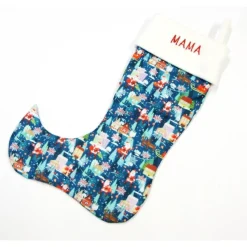 Großer Nikolausstiefel Nikolaussocke Nikolausstrumpf handgefertigt mit Nikolaus,Schlitten personalisierbar mit  Namen