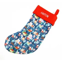 Großer Nikolausstiefel Nikolaussocke Nikolausstrumpf handgefertigt Nikolaus mit Schlitten personalisierbar mit Namen