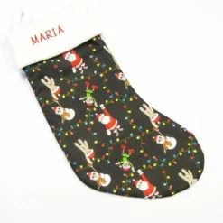 Großer Nikolausstiefel Nikolaussocke Nikolausstrumpf handgefertigt Nikolaus Lichterkette personalisierbar mit Namen