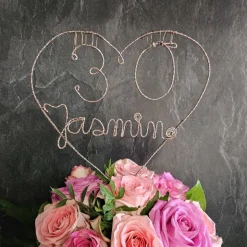 Großer personlisierter Blumenstecker zum Geburtstag aus geprägtem Aluminiumdraht