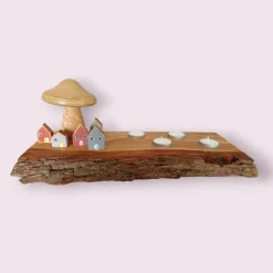 Großes Dekobrett mit Kerzenhaltern, Eiche massiv geölt