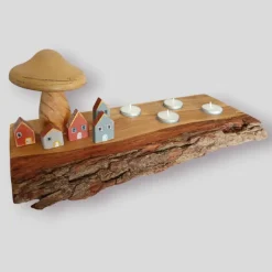 Großes Dekobrett mit Kerzenhaltern, Eiche massiv geölt