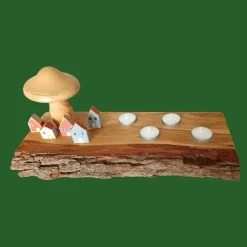 Großes Dekobrett mit Kerzenhaltern, Eiche massiv geölt