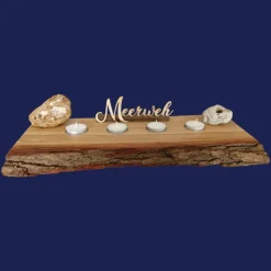 Großes Dekobrett mit Kerzenhaltern, Eiche massiv geölt