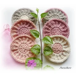 Großes gehäkeltes  Abschminkpad - Kosmetikpad - 1 Pad nach Wahl, grau, lachs, creme, altrosa