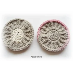 Großes gehäkeltes  Abschminkpad - Kosmetikpad - 1 Pad nach Wahl, grau, lachs, creme, altrosa