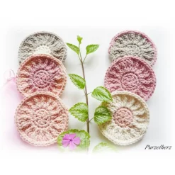 Großes gehäkeltes  Abschminkpad - Kosmetikpad - 1 Pad nach Wahl, grau, lachs, creme, altrosa