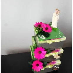großes Geldgeschenk Hochzeit, Geschenkbox in Tortenform, 3-stöckig, Hochzeitsgeschenk