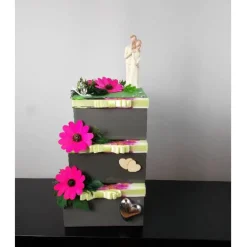 großes Geldgeschenk Hochzeit, Geschenkbox in Tortenform, 3-stöckig, Hochzeitsgeschenk