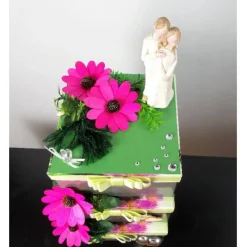 großes Geldgeschenk Hochzeit, Geschenkbox in Tortenform, 3-stöckig, Hochzeitsgeschenk