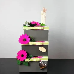großes Geldgeschenk Hochzeit, Geschenkbox in Tortenform, 3-stöckig, Hochzeitsgeschenk