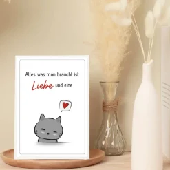 Grußkarte für Katzenfreunde – „Alles, was man braucht, ist Liebe und eine Katze“ mit passendem Umschlag
