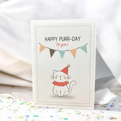 Grußkarte für Katzenfreunde – "Happy Purr-Day to You!" mit passendem Umschlag