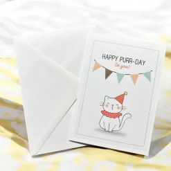 Grußkarte für Katzenfreunde – "Happy Purr-Day to You!" mit passendem Umschlag