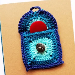 Grußkarte Geldgeschenk Taschengeld Täschchen gehäkelt mit Wunschtext