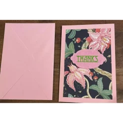 Grußkarte, Handarbeit mit Umschlag. Motiv: Blumen