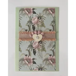 Grußkarte, Handarbeit mit Umschlag, Blumen Herz