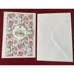 Grußkarte, Handarbeit mit Umschlag, Blumen-/Rosenmotiv