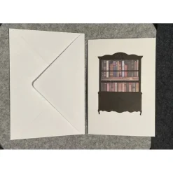 Grußkarte, Handarbeit mit Umschlag. Motiv: Bücher