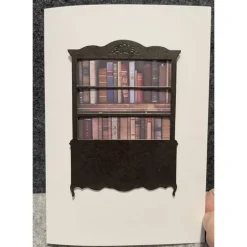 Grußkarte, Handarbeit mit Umschlag. Motiv: Bücher