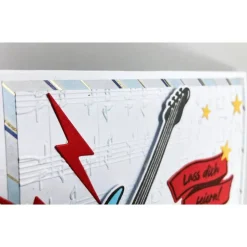 Grußkarte mit E-Gitarre 3D Glückwunschkarte Geburtstagskarte Kindergeburtstag Handgefertigt Musiker Musiknoten