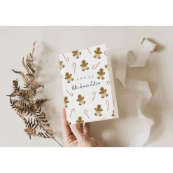 Grußkarte Weihnachten Lebkuchen & Zuckerstange - Klappkarte A6 Weihnachtskarte - Postkarte Weihnachten - Geschenkidee We