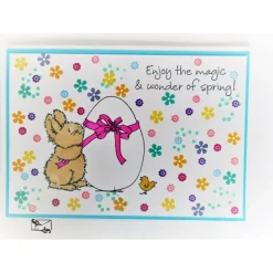 Grußkarte zu Ostern mit bunten Blumen handgefertigt  Unikat