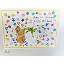 Grußkarte zu Ostern mit bunten Blumen handgefertigt  Unikat