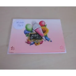 Grußkarte zum Schulanfang mit 3-D-Motiv Schultüte – Unikat Glückwunschkarte mit Umschlag