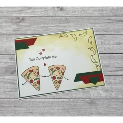 Grußkarten / Glückwunschkarten zum Valentinstag, Geburtstag oder anderen Anlässen, Einladung zum Pizza essen Handarbeit