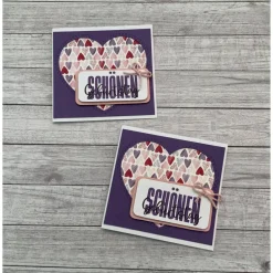 Grußkarten / Glückwunschkarten zum Geburtstag, Herzen in rosa, rot und lila Tönen, Handarbeit, Stampin’Up