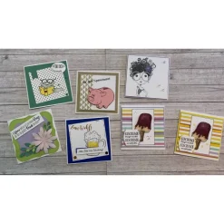 Grußkarten / Glückwunschkarten zum Geburtstag oder anderen Anlässen, Bücherwurm, Eis essen, Sparschwein, Stampin’Up