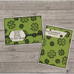 Grußkarten / Glückwunschkarten zu verschiedensten Anlässen, „Eine Runde Glück zum Geburtstag“ Kleeblätter, Handarbeit