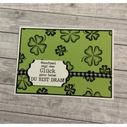 Grußkarten / Glückwunschkarten zu verschiedensten Anlässen, „Eine Runde Glück zum Geburtstag“ Kleeblätter, Handarbeit