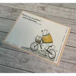 Grußkarten / Glückwunschkarten zu verschiedensten Anlässen, „Bär auf Fahrrad“, Handarbeit, Stampin’Up!