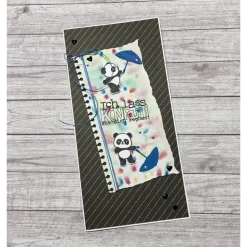 Grußkarten / Glückwunschkarten zum Geburtstag, „Ich lass Konfetti für dich regnen“, Pandabären, Kinder, Handarbeit