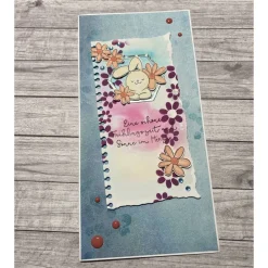 Grußkarten / Glückwunschkarten zum Geburtstag oder anderen Anlässen, „Eine schöne Frühlingszeit…“, Hase grüßt Handarbeit