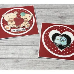Grußkarten / Glückwunschkarten zum Valentinstag, Geburtstag, Muttertag etc., „Du und Ich“, Liebe, Herzen, Handarbeit