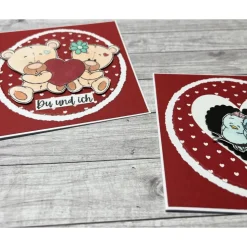 Grußkarten / Glückwunschkarten zum Valentinstag, Geburtstag, Muttertag etc., „Du und Ich“, Liebe, Herzen, Handarbeit