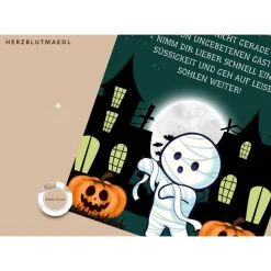 Gruselige Halloween Haus Deko - Türschild als Print in DIN A4 | Gruselige Mumienmotive | Kinder-Halloweenparty | Hallowe